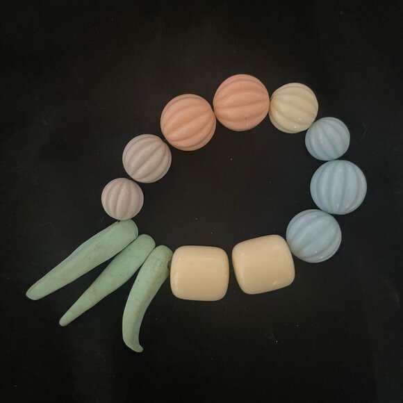 cute bracelet with polymer clay handmade beads and retro acrylic beads - Picture 5 of 5